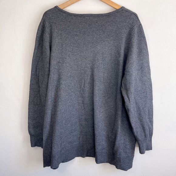 Lane Bryant Gray V-Neck Sweater Size 22/24 - Picture 5 of 7